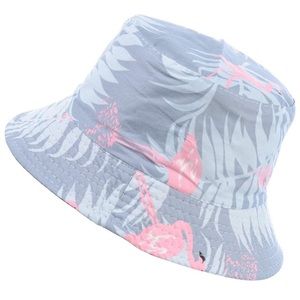 Men’s BABY GREY TROPICS FLAMINGO pattern cotton bucket hat